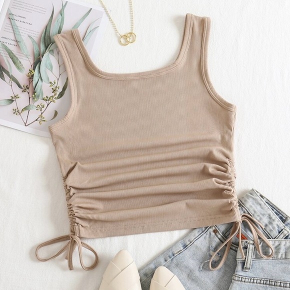 Tan/Beige Basic Ribbed Tank Top - Picture 1 of 9